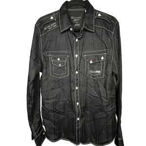 Guess Unisex Black Button‎ Down Shirt- size M Coachella, concerts 100% cotton